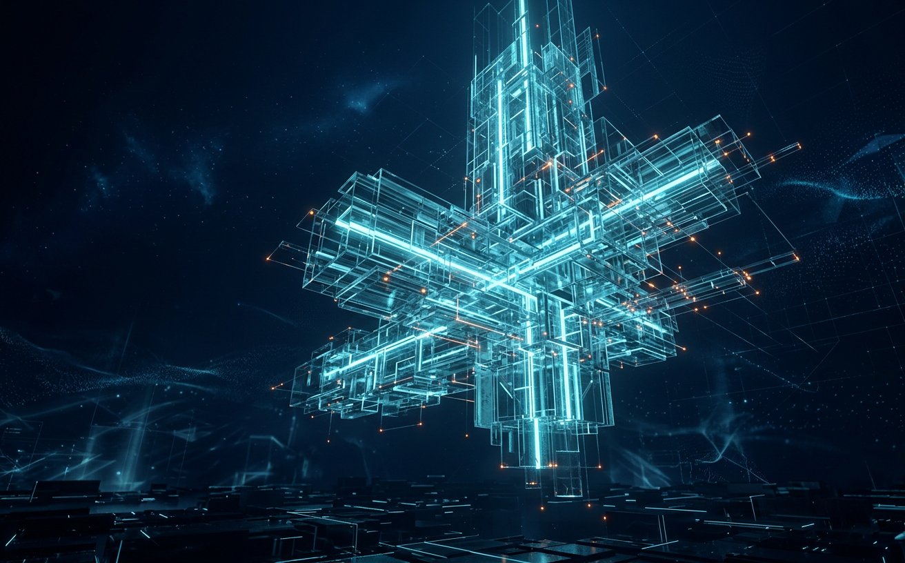 Abstract digital architecture representing robust software systems
